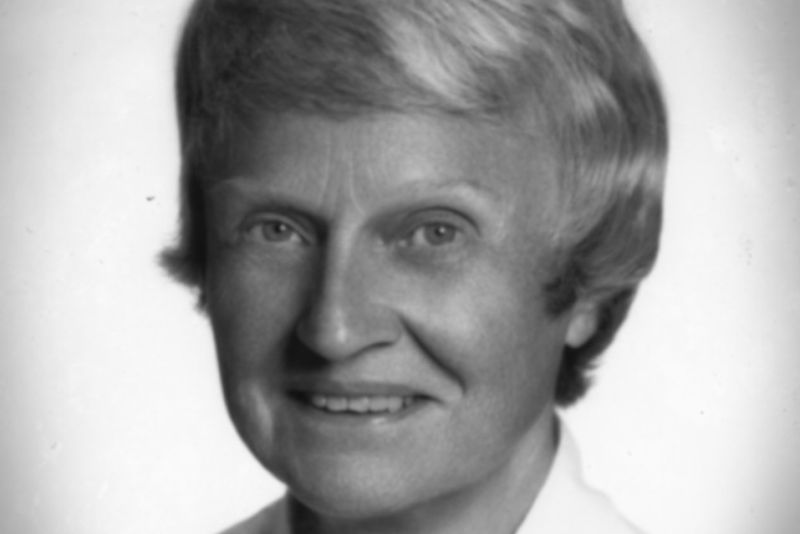 Black and white photo portrait of Sister Alberta (Fides) Huber