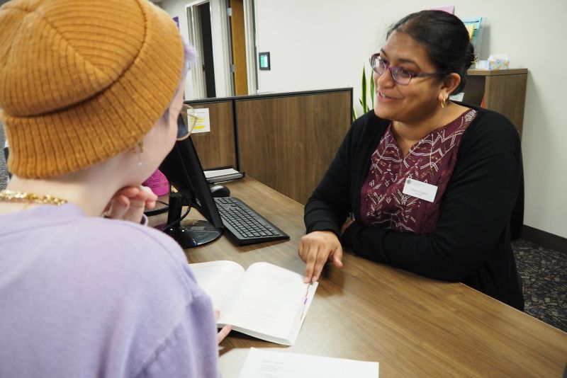 librarian helping student
